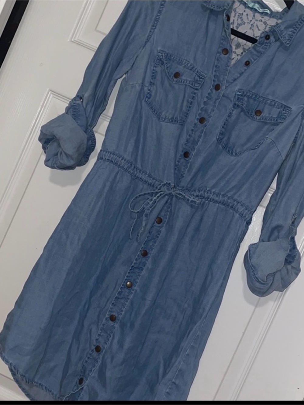 Maurices Light Blue Denim Shirt Dress